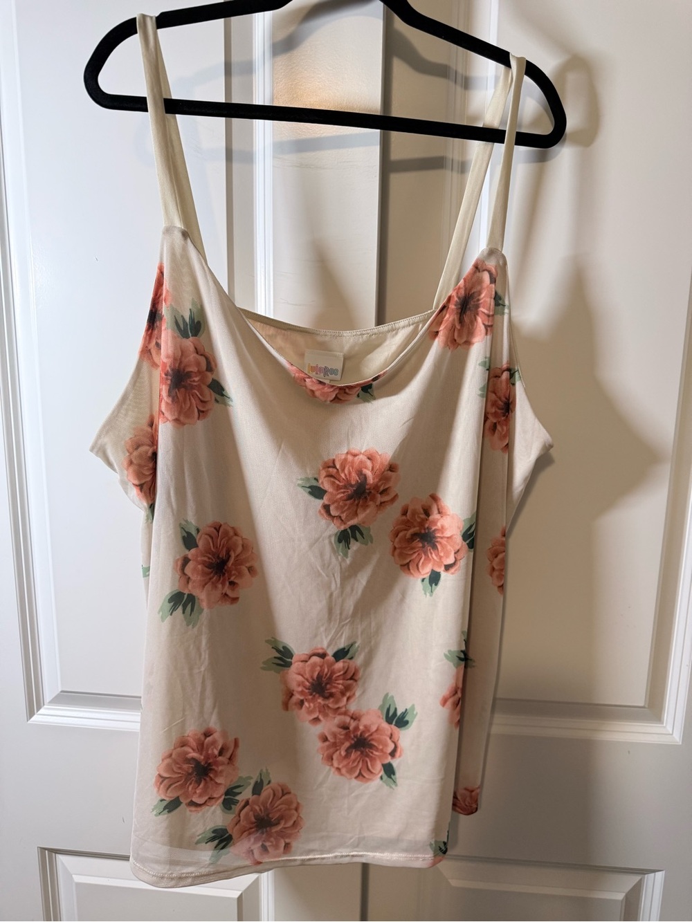 LuLaRoe Maya Cream Camisole with Peach Floral Print